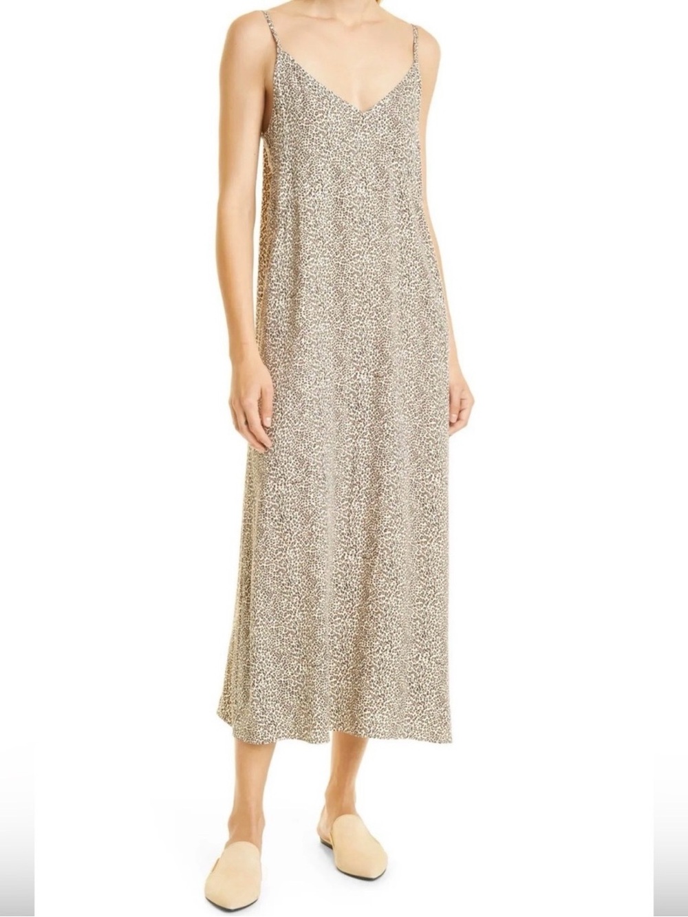 Jenni Kayne Beige Leopard-Print Slip Maxi Dress